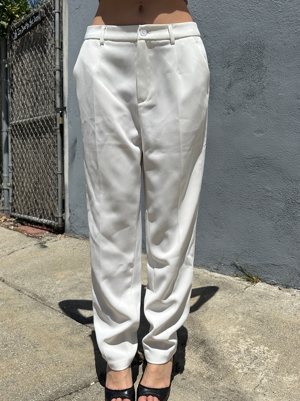 Classic High-Rise White Trousers